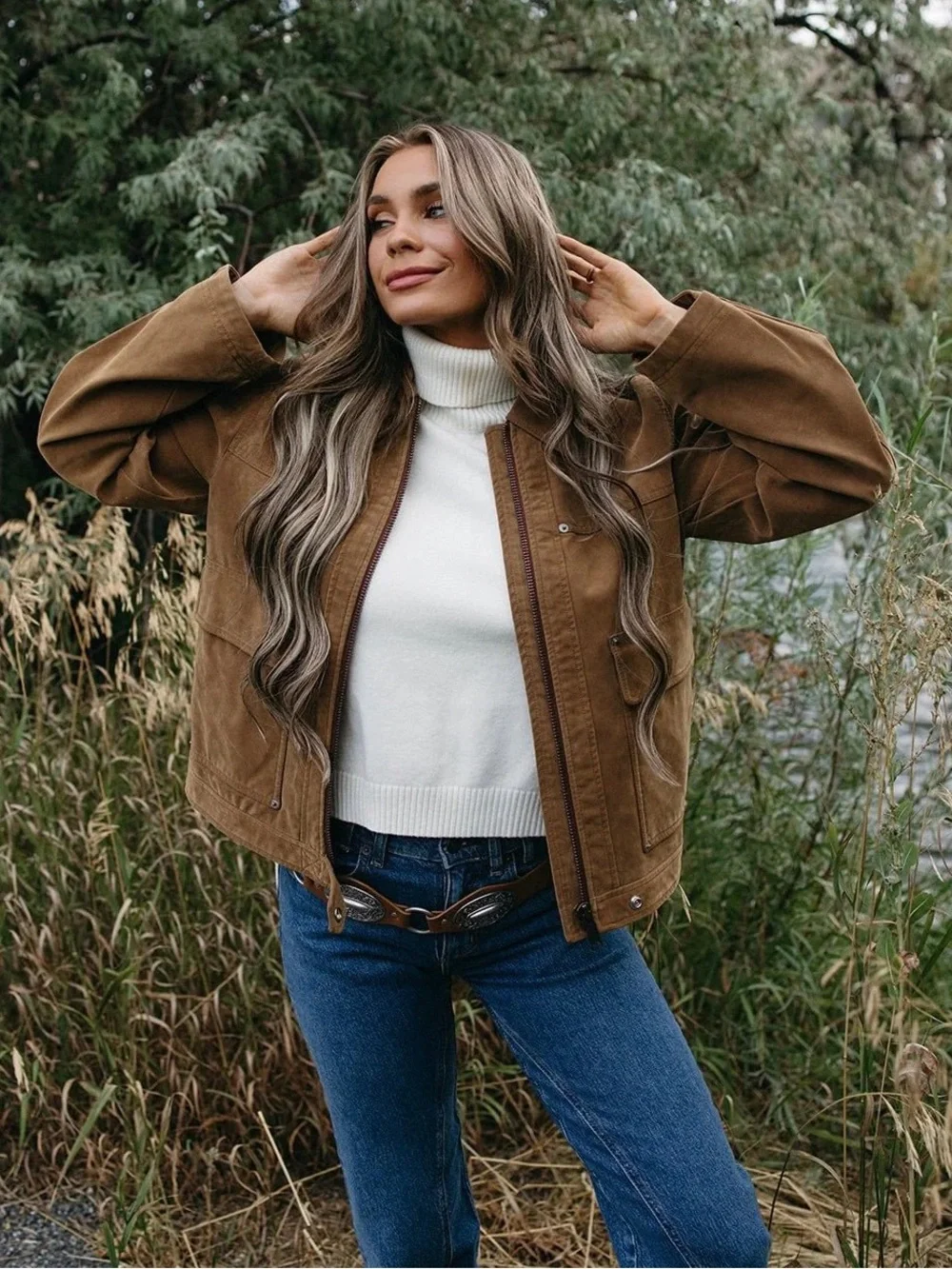 We The Free Blair Faux Suede Jacket Caramel Cafe